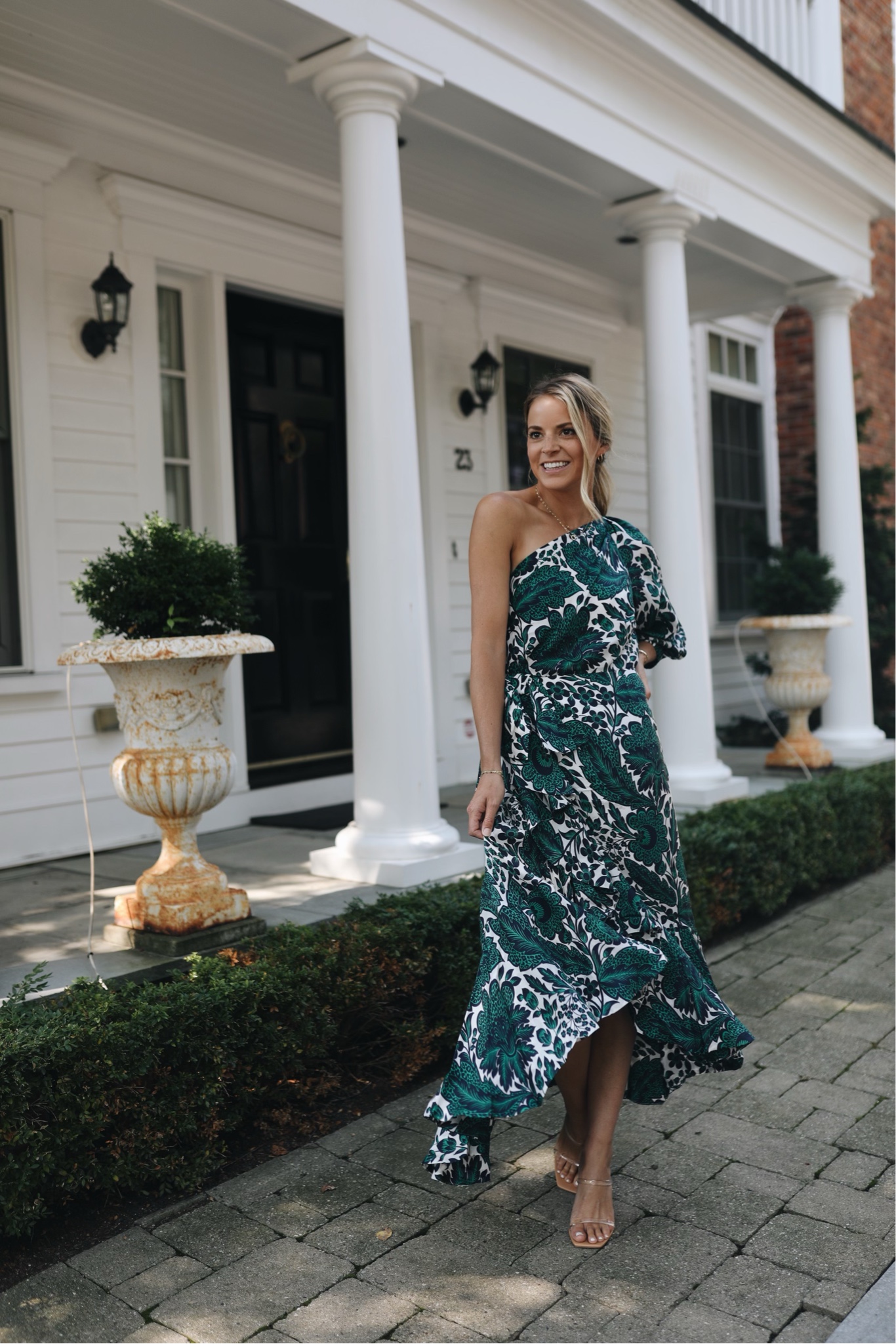 j crew one shoulder ruffle dress